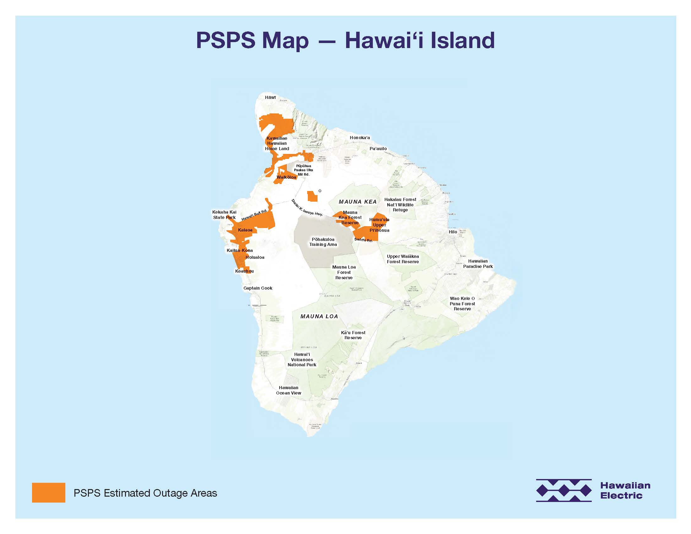 PSPS Map of Hawaii